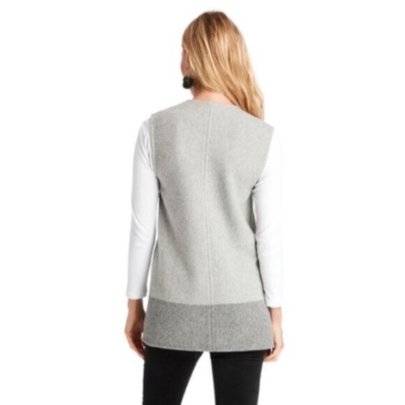 Vineyard Vines Open Front Grey Wool Fringe Vest - Picture 2 of 7